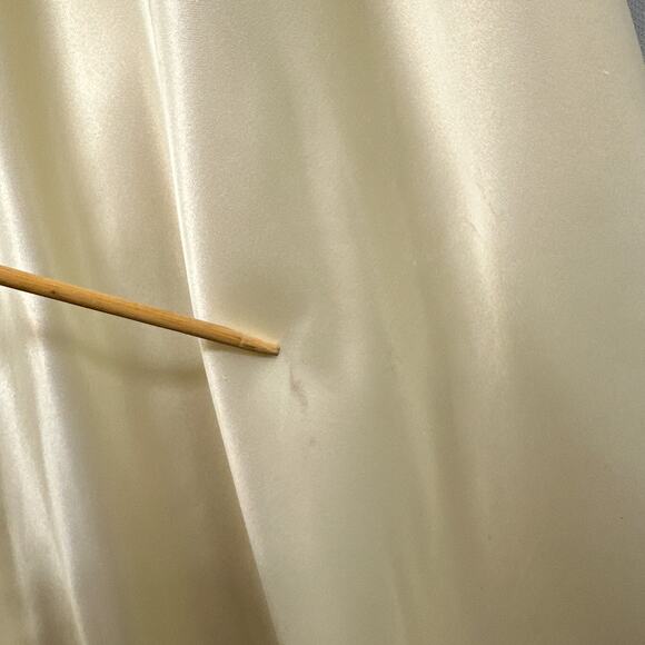 VTG 90s Formal Dress M Ivory Puff Sleeve Wedding Lace Glam Satin Union Prom US - Picture 16 of 16